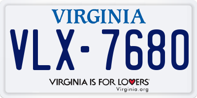 VA license plate VLX7680