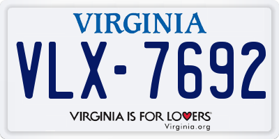 VA license plate VLX7692