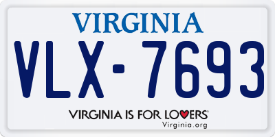 VA license plate VLX7693