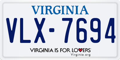 VA license plate VLX7694