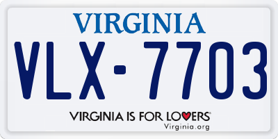 VA license plate VLX7703