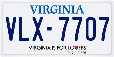 VA license plate VLX7707