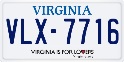 VA license plate VLX7716