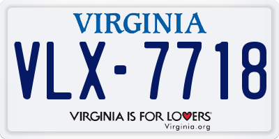 VA license plate VLX7718