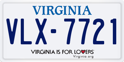 VA license plate VLX7721