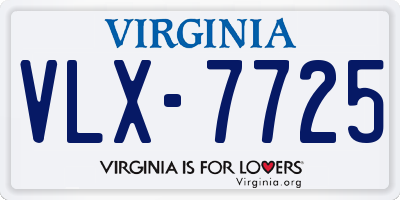 VA license plate VLX7725