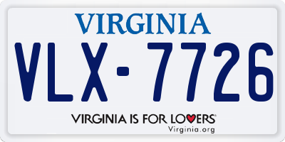 VA license plate VLX7726