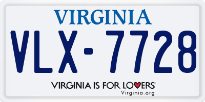 VA license plate VLX7728