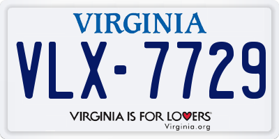 VA license plate VLX7729