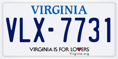 VA license plate VLX7731