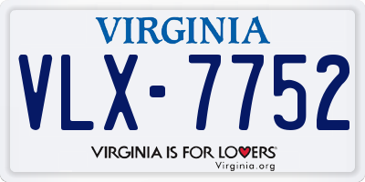 VA license plate VLX7752