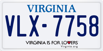 VA license plate VLX7758