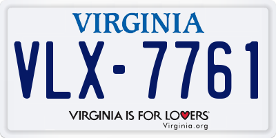 VA license plate VLX7761