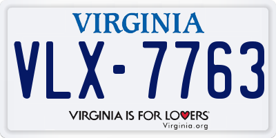 VA license plate VLX7763