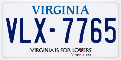 VA license plate VLX7765