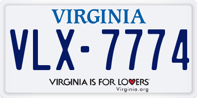 VA license plate VLX7774