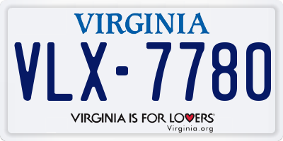 VA license plate VLX7780