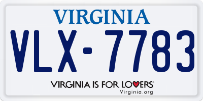 VA license plate VLX7783