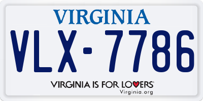 VA license plate VLX7786