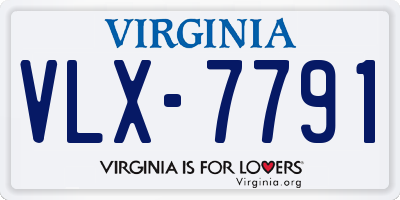 VA license plate VLX7791