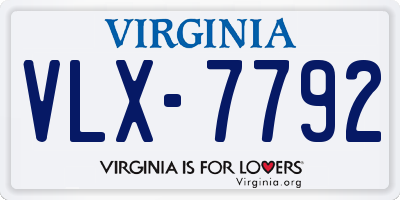 VA license plate VLX7792