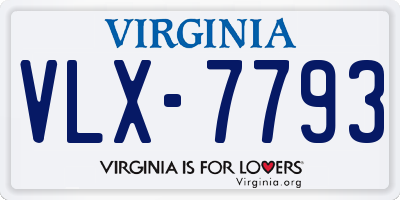 VA license plate VLX7793