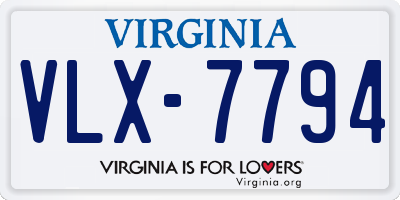 VA license plate VLX7794