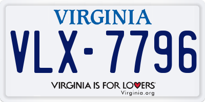 VA license plate VLX7796