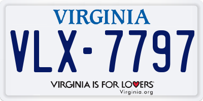 VA license plate VLX7797