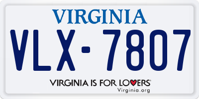 VA license plate VLX7807