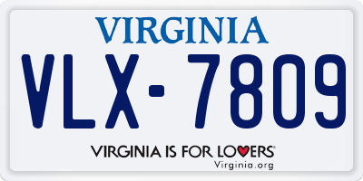 VA license plate VLX7809