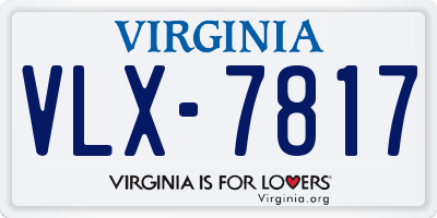 VA license plate VLX7817