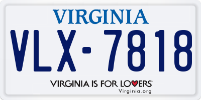 VA license plate VLX7818