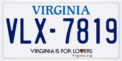 VA license plate VLX7819