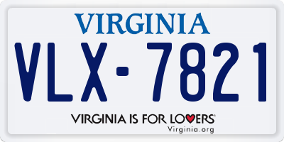 VA license plate VLX7821