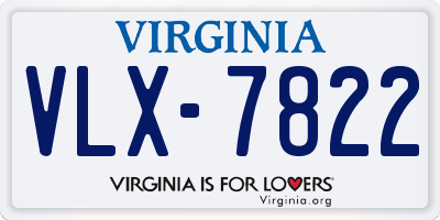 VA license plate VLX7822