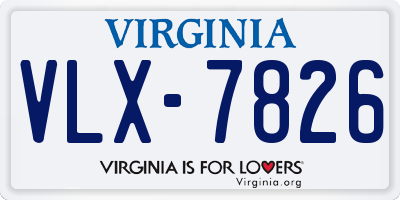 VA license plate VLX7826