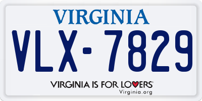 VA license plate VLX7829