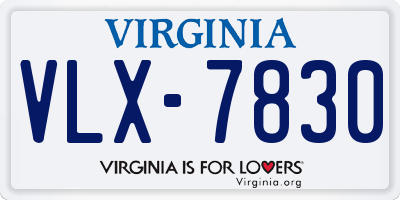 VA license plate VLX7830