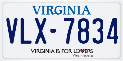 VA license plate VLX7834