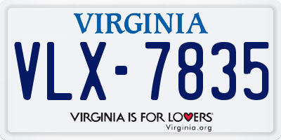 VA license plate VLX7835