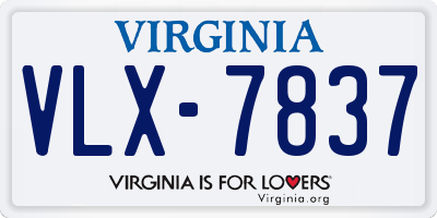 VA license plate VLX7837