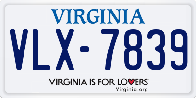 VA license plate VLX7839