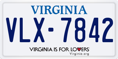 VA license plate VLX7842