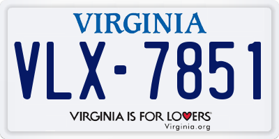 VA license plate VLX7851