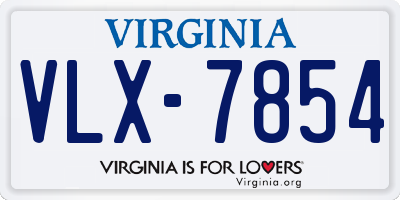 VA license plate VLX7854