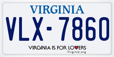 VA license plate VLX7860