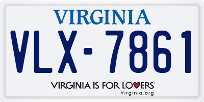 VA license plate VLX7861