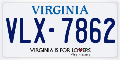 VA license plate VLX7862