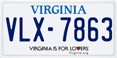 VA license plate VLX7863